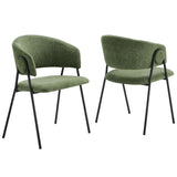 Ronan Upholstered Heathered Chenille Dining Chairs Set of 2 in Eucalyptus Black