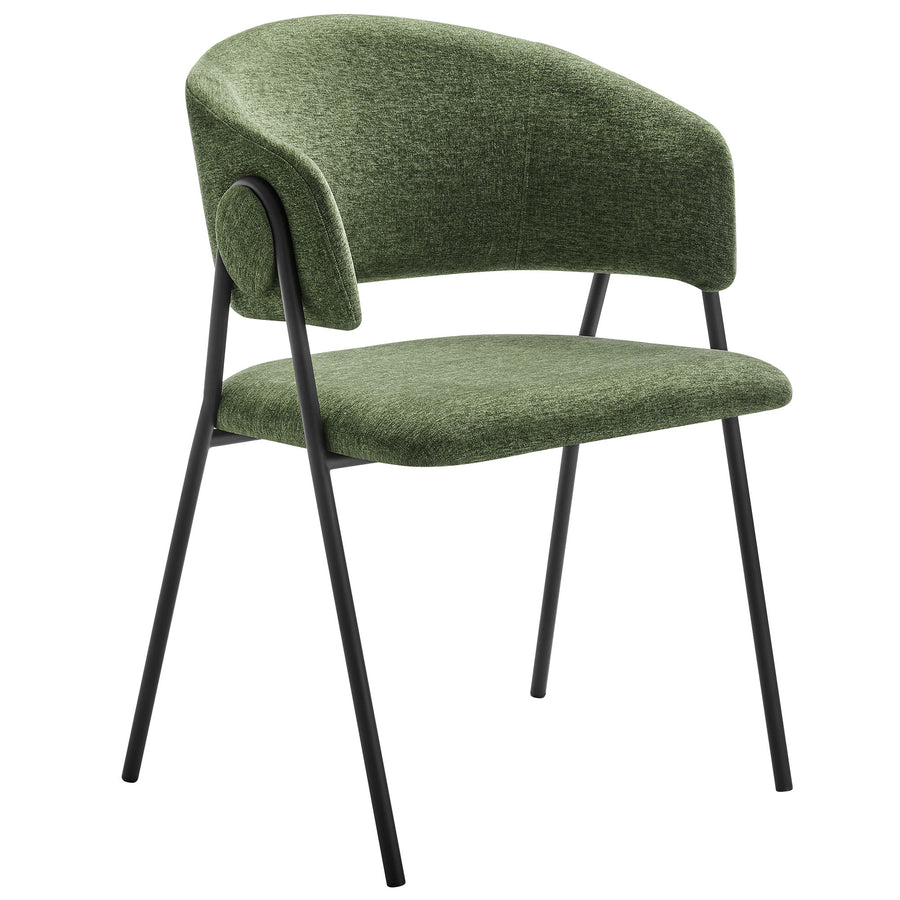 Ronan Upholstered Heathered Chenille Dining Chairs Set of 2 in Eucalyptus Black