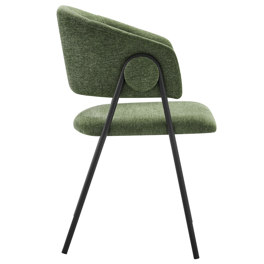 Ronan Upholstered Heathered Chenille Dining Chairs Set of 2 in Eucalyptus Black