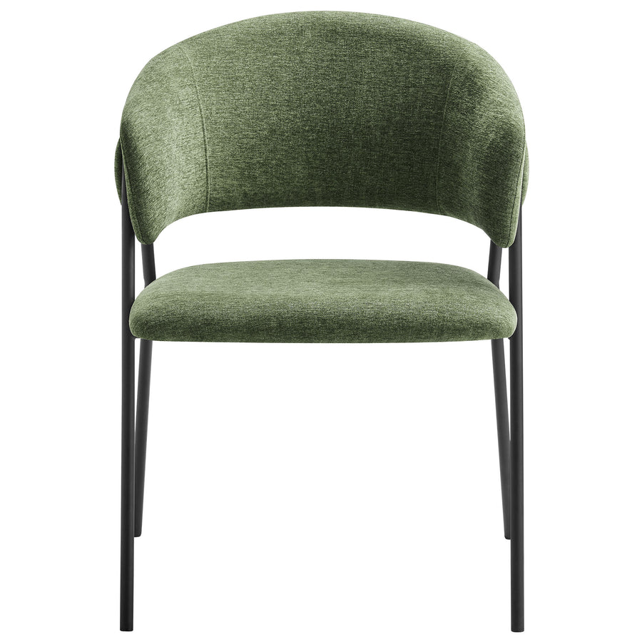 Ronan Upholstered Heathered Chenille Dining Chairs Set of 2 in Eucalyptus Black