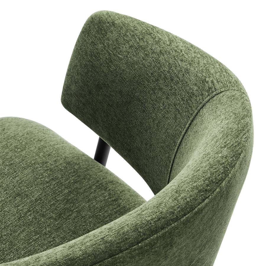 Ronan Upholstered Heathered Chenille Dining Chairs Set of 2 in Eucalyptus Black