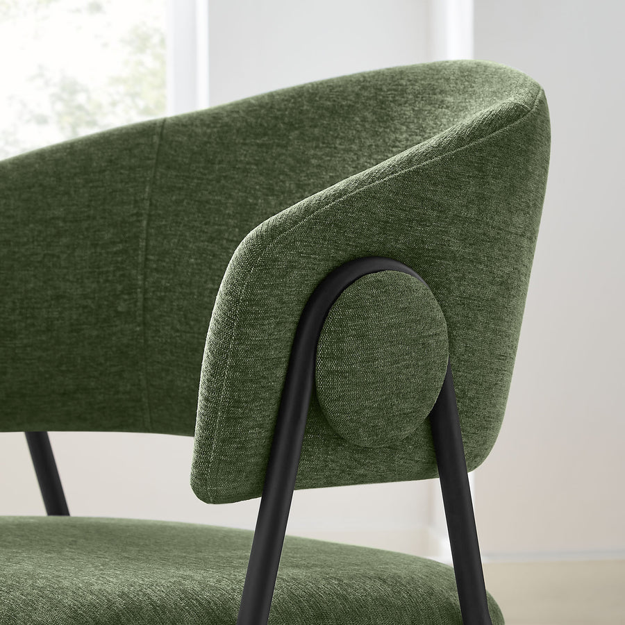 Ronan Upholstered Heathered Chenille Dining Chairs Set of 2 in Eucalyptus Black
