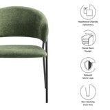 Ronan Upholstered Heathered Chenille Dining Chairs Set of 2 in Eucalyptus Black