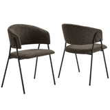 Ronan Upholstered Heathered Chenille Dining Chairs Set of 2 in Java Black
