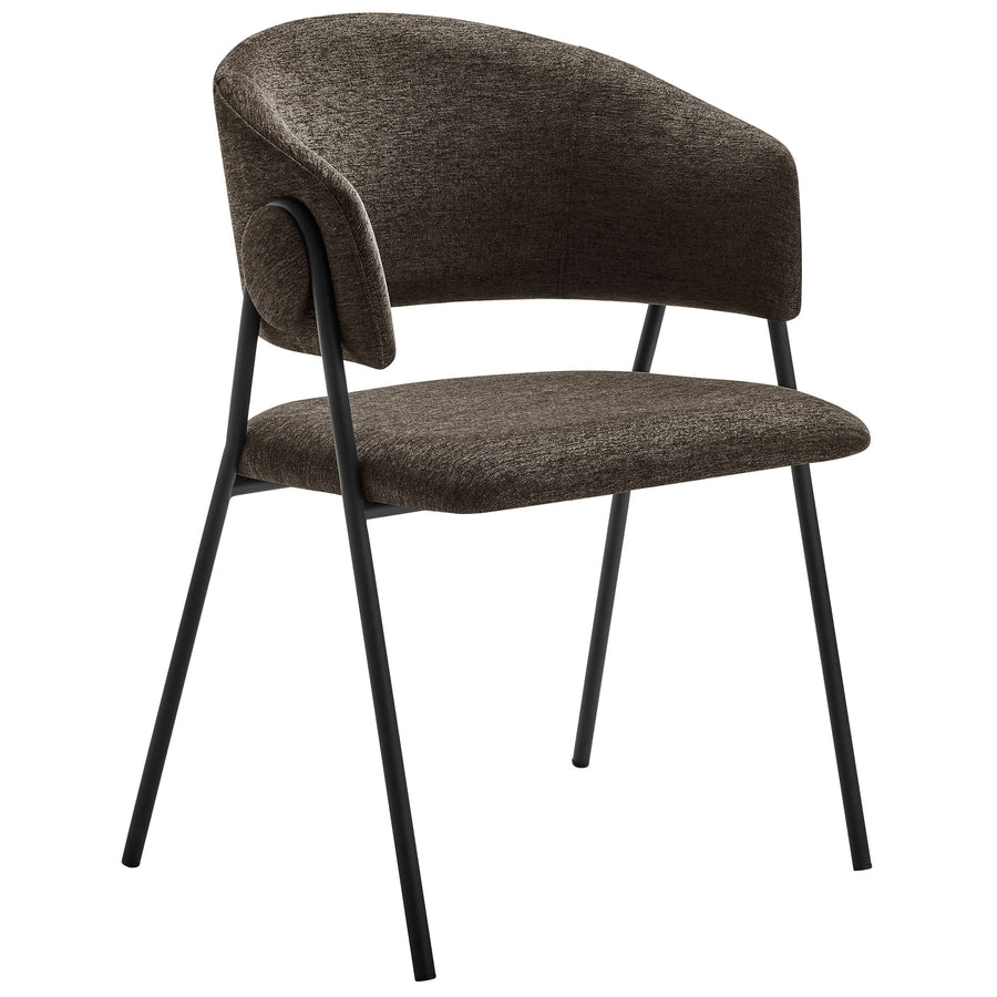 Ronan Upholstered Heathered Chenille Dining Chairs Set of 2 in Java Black