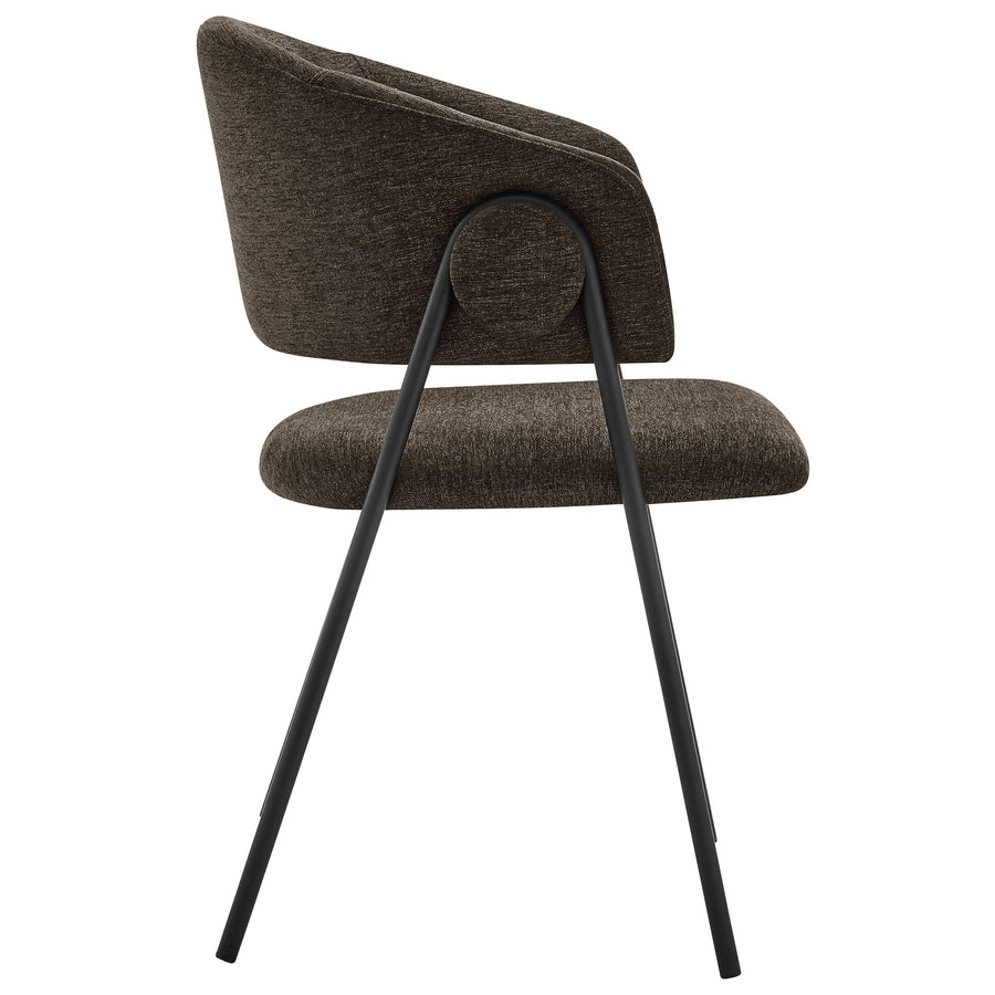 Ronan Upholstered Heathered Chenille Dining Chairs Set of 2 in Java Black