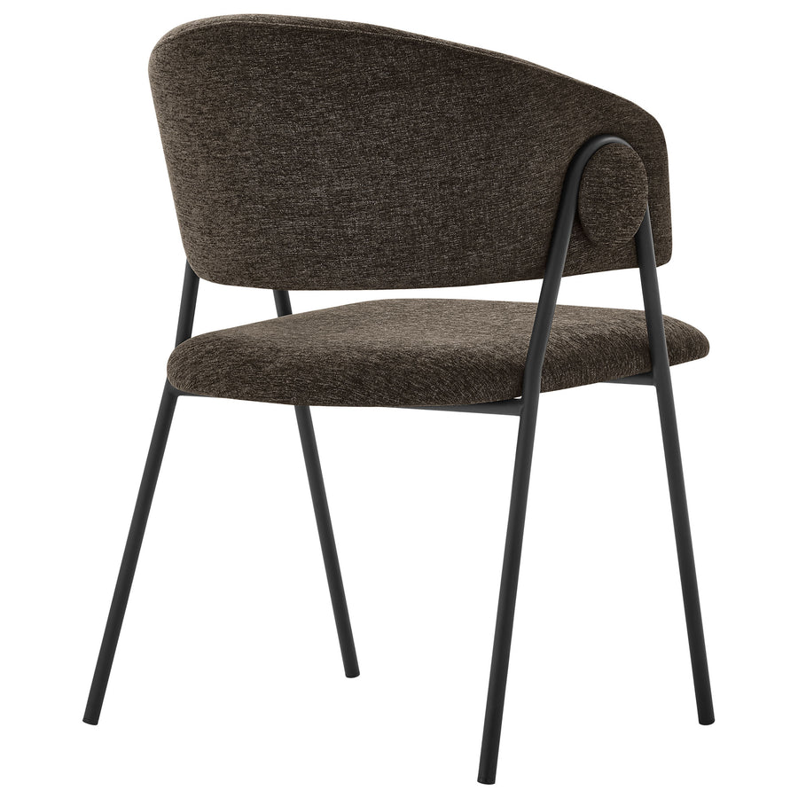 Ronan Upholstered Heathered Chenille Dining Chairs Set of 2 in Java Black