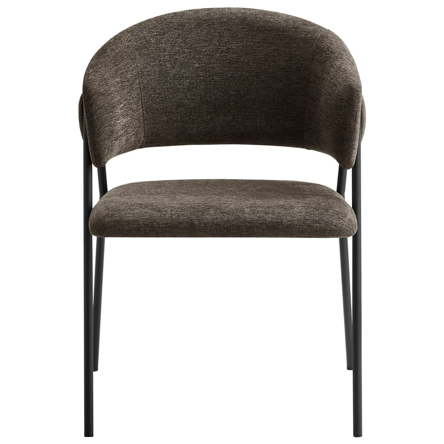 Ronan Upholstered Heathered Chenille Dining Chairs Set of 2 in Java Black