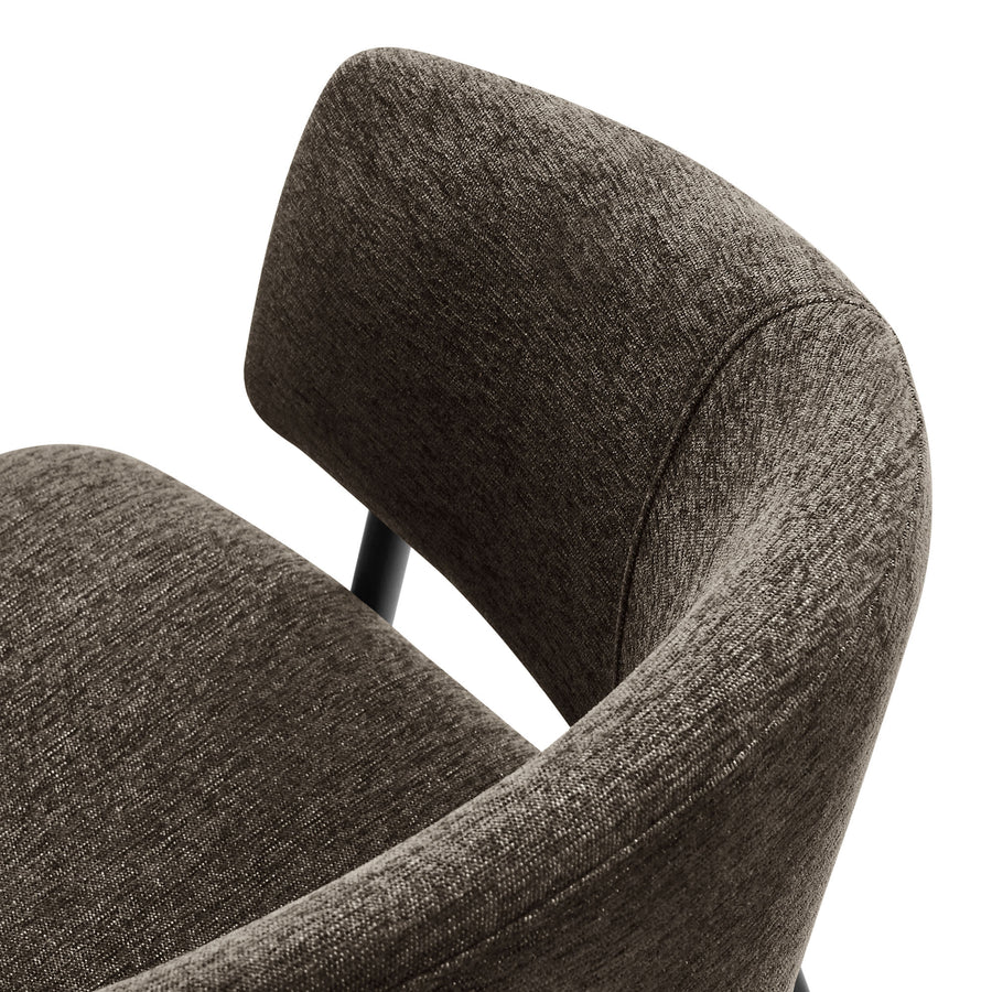 Ronan Upholstered Heathered Chenille Dining Chairs Set of 2 in Java Black