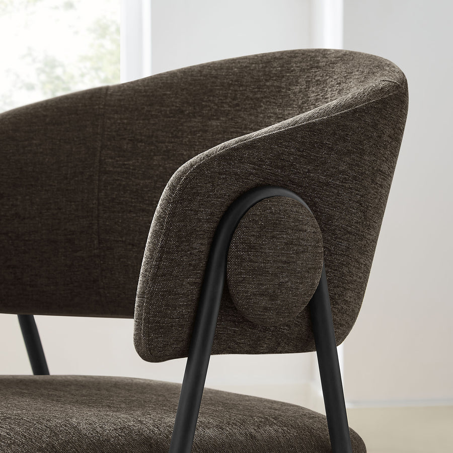Ronan Upholstered Heathered Chenille Dining Chairs Set of 2 in Java Black