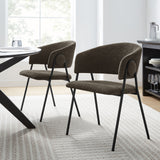 Ronan Upholstered Heathered Chenille Dining Chairs Set of 2 in Java Black