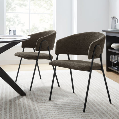 Nella Upholstered Heathered Chenille Dining Chairs Set of 2 by Furniture For America