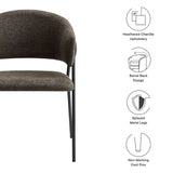 Ronan Upholstered Heathered Chenille Dining Chairs Set of 2 in Java Black