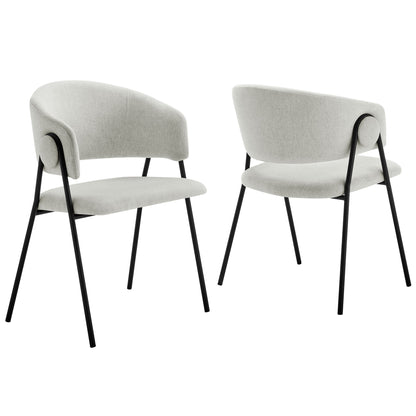 Nella Upholstered Heathered Chenille Dining Chairs Set of 2 by Furniture For America