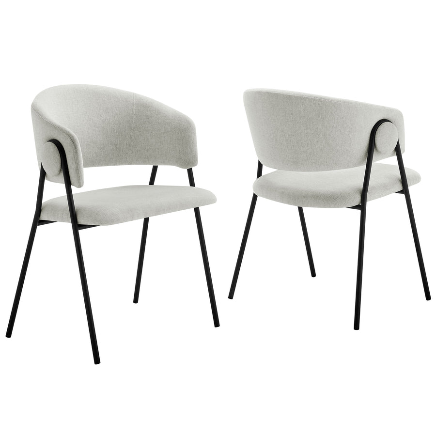 Ronan Upholstered Heathered Chenille Dining Chairs Set of 2 in Newsprint Black