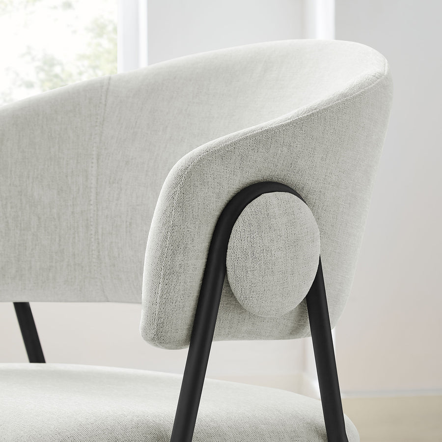 Ronan Upholstered Heathered Chenille Dining Chairs Set of 2 in Newsprint Black