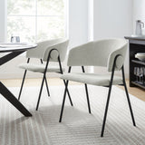 Ronan Upholstered Heathered Chenille Dining Chairs Set of 2 in Newsprint Black