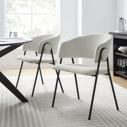 Nella Upholstered Heathered Chenille Dining Chairs Set of 2 in Newsprint Black