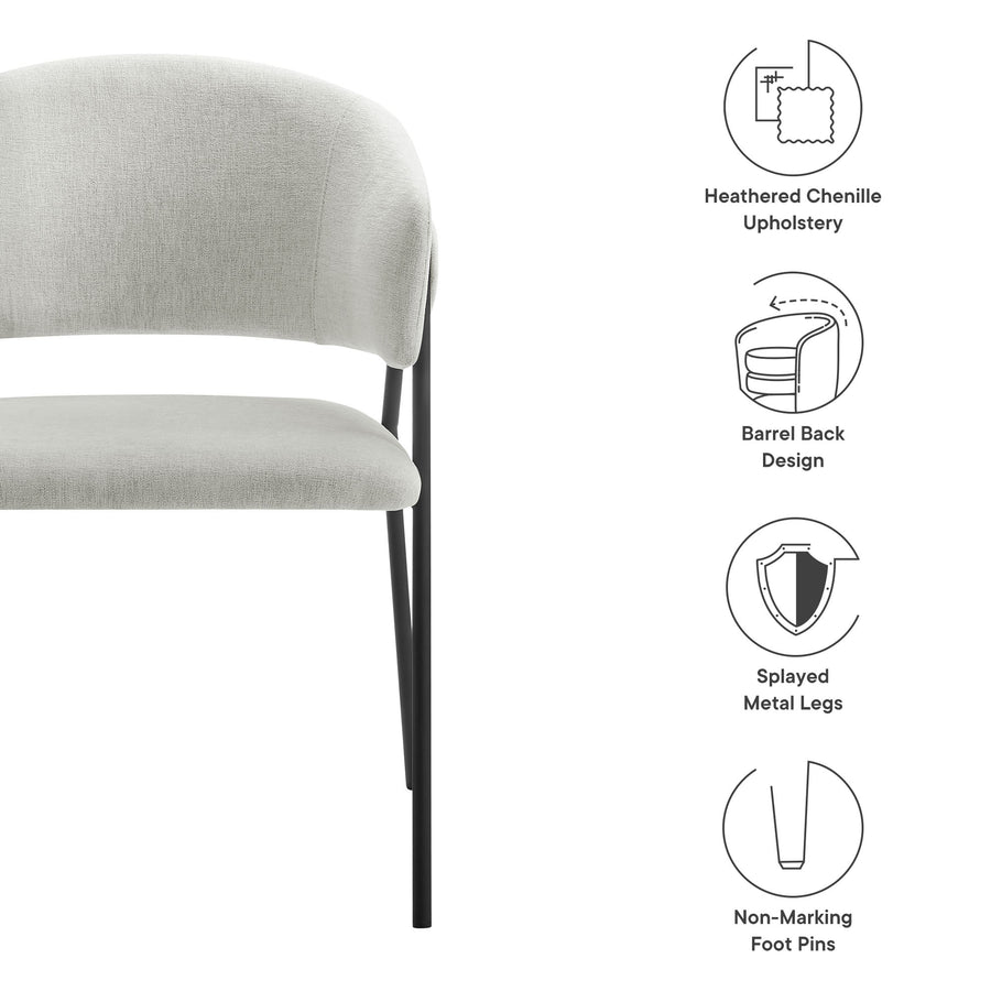 Ronan Upholstered Heathered Chenille Dining Chairs Set of 2 in Newsprint Black