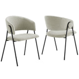 Ronan Upholstered Heathered Chenille Dining Chairs Set of 2 in Taupe Black
