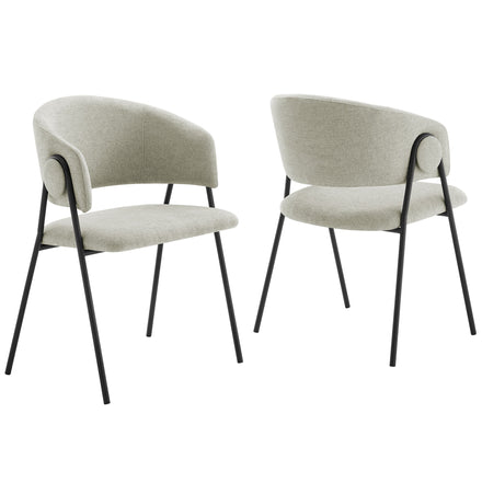 Nella Upholstered Heathered Chenille Dining Chairs Set of 2 in Taupe Black