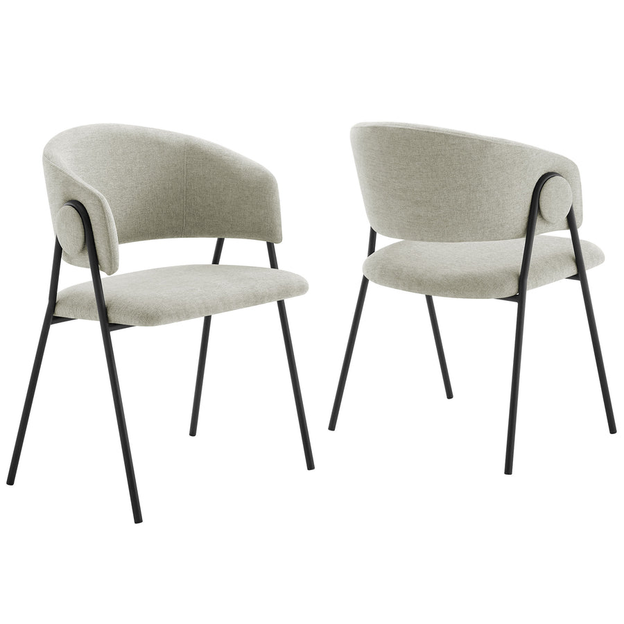Ronan Upholstered Heathered Chenille Dining Chairs Set of 2 in Taupe Black