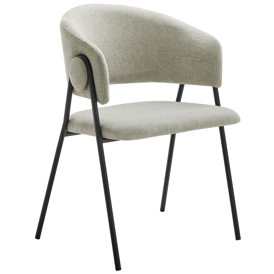 Ronan Upholstered Heathered Chenille Dining Chairs Set of 2 in Taupe Black
