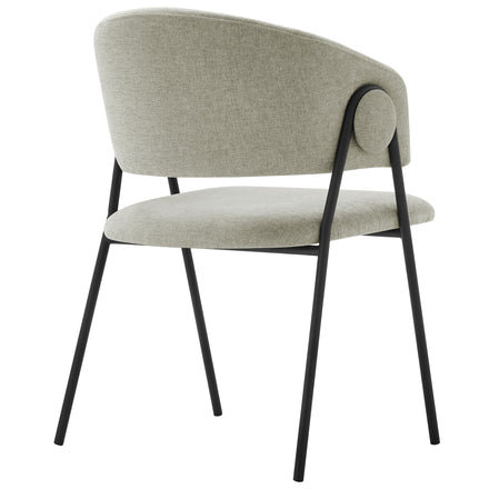 Nella Upholstered Heathered Chenille Dining Chairs Set of 2 in Taupe Black