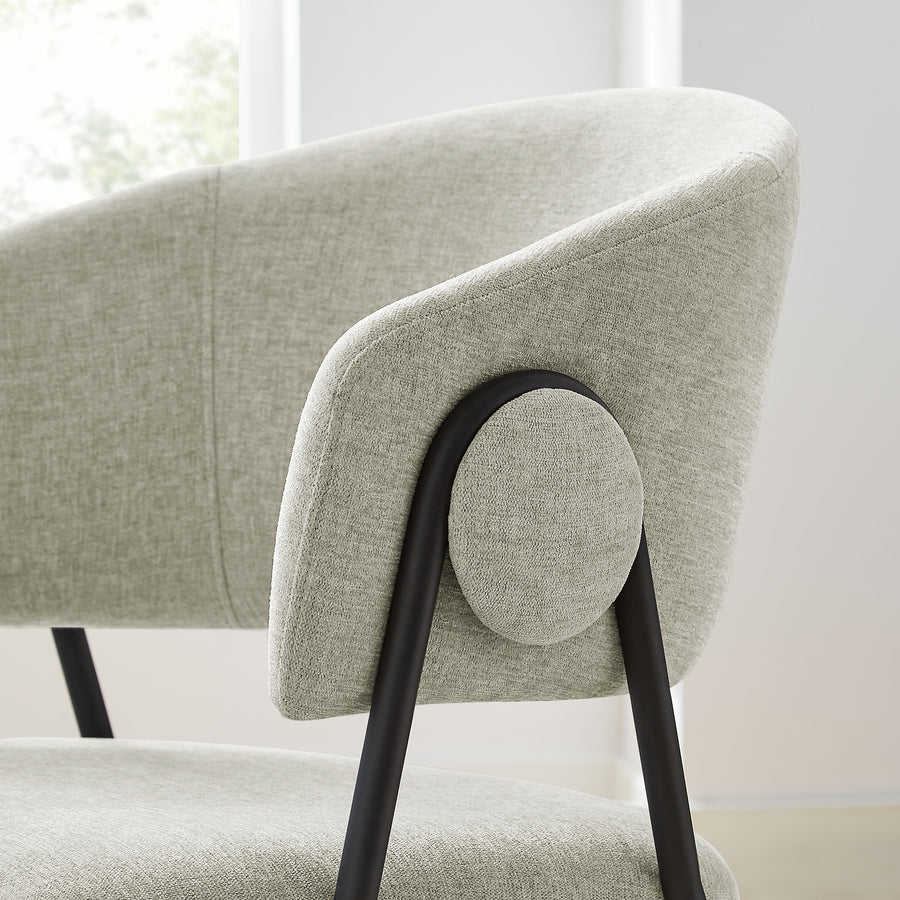 Ronan Upholstered Heathered Chenille Dining Chairs Set of 2 in Taupe Black