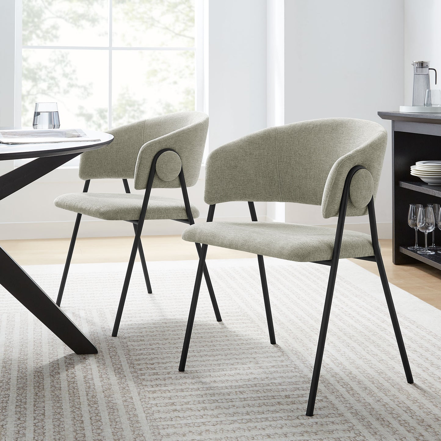 Nella Upholstered Heathered Chenille Dining Chairs Set of 2 by Furniture For America