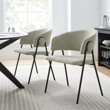 Ronan Upholstered Heathered Chenille Dining Chairs Set of 2 in Taupe Black