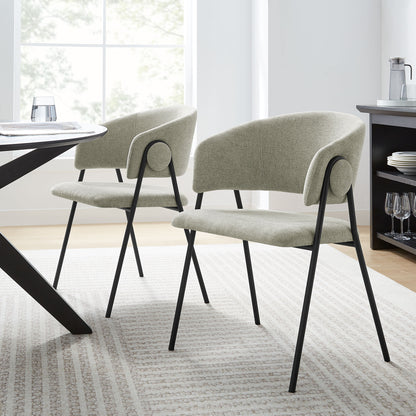 Nella Upholstered Heathered Chenille Dining Chairs Set of 2 by Furniture For America
