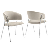 Ronan Upholstered Performance Velvet Dining Chair Set of 2 in Almond Silver