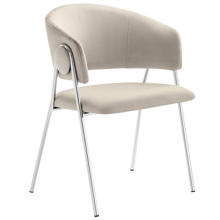 Nella Upholstered Performance Velvet Dining Chair Set of 2 in Almond Silver