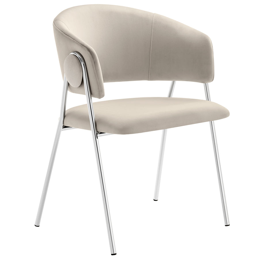 Ronan Upholstered Performance Velvet Dining Chair Set of 2 in Almond Silver
