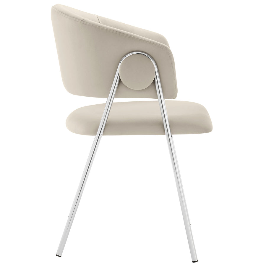 Ronan Upholstered Performance Velvet Dining Chair Set of 2 in Almond Silver