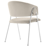 Ronan Upholstered Performance Velvet Dining Chair Set of 2 in Almond Silver