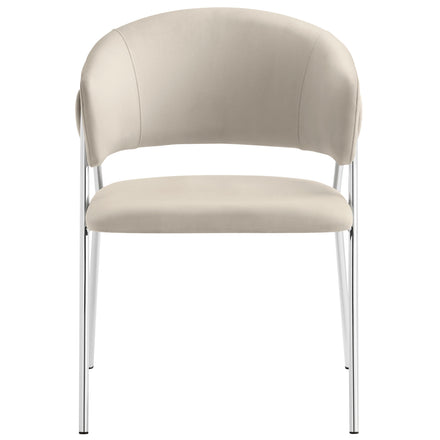 Nella Upholstered Performance Velvet Dining Chair Set of 2 in Almond Silver
