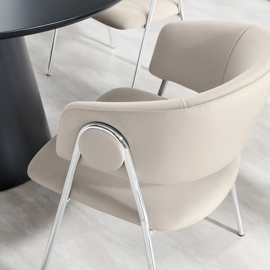 Ronan Upholstered Performance Velvet Dining Chair Set of 2 in Almond Silver