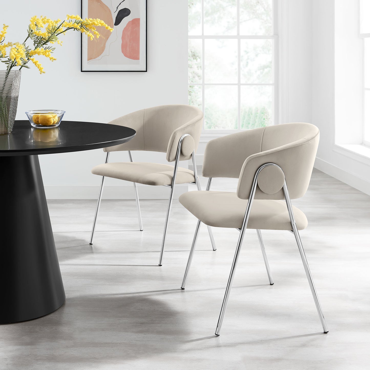 Nella Upholstered Performance Velvet Dining Chair Set of 2 by Furniture For America