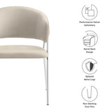 Ronan Upholstered Performance Velvet Dining Chair Set of 2 in Almond Silver