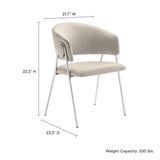 Ronan Upholstered Performance Velvet Dining Chair Set of 2 in Almond Silver
