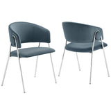 Ronan Upholstered Performance Velvet Dining Chair Set of 2 in Cadet Blue