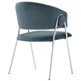 Ronan Upholstered Performance Velvet Dining Chair Set of 2 in Cadet Blue
