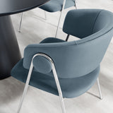 Ronan Upholstered Performance Velvet Dining Chair Set of 2 in Cadet Blue