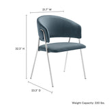 Ronan Upholstered Performance Velvet Dining Chair Set of 2 in Cadet Blue