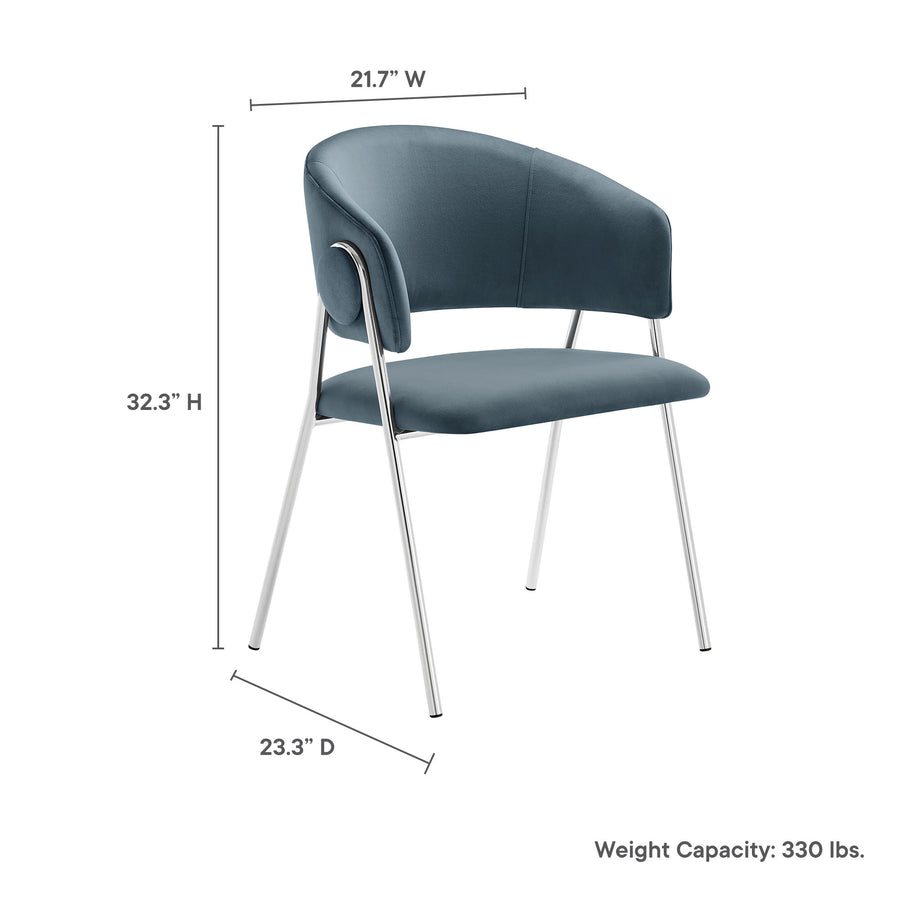 Ronan Upholstered Performance Velvet Dining Chair Set of 2 in Cadet Blue