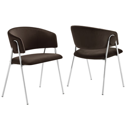 Nella Upholstered Performance Velvet Dining Chair Set of 2 by Furniture For America