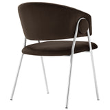 Ronan Upholstered Performance Velvet Dining Chair Set of 2 in Chocolate Brown