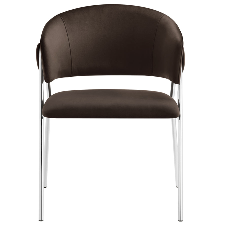 Ronan Upholstered Performance Velvet Dining Chair Set of 2 in Chocolate Brown